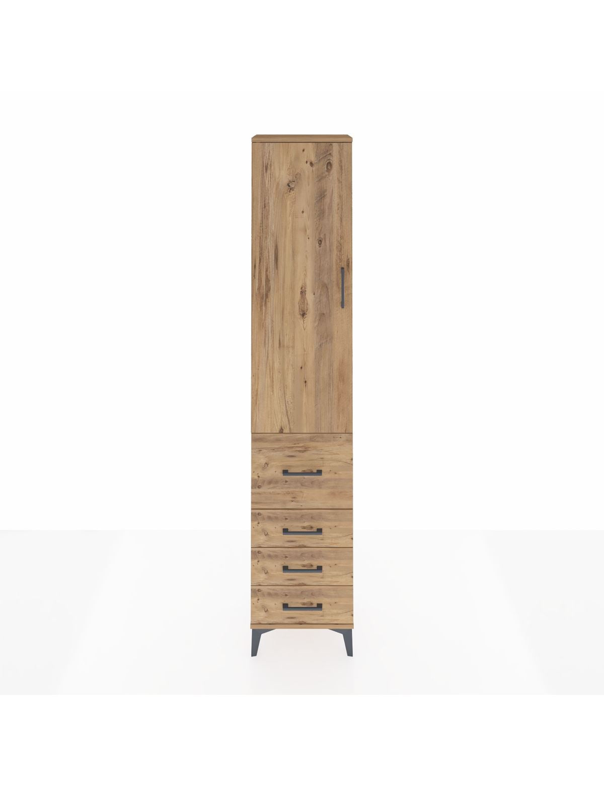 Arges Dolap 2 Raflı 4 Çekmeceli Tek Askılı 44x30x221 Çam-Çam