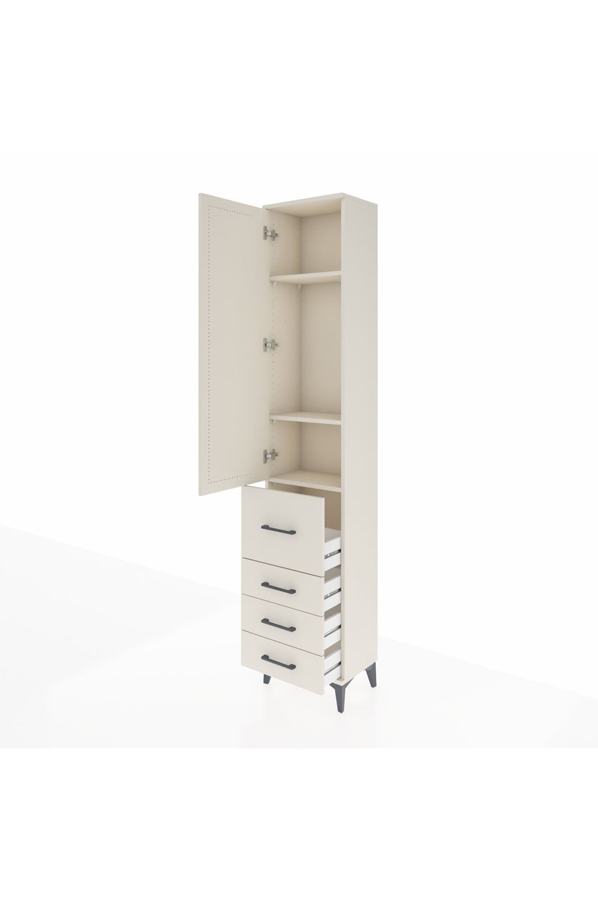 Arges Dolap 3 Raflı 4 Çekmeceli Tek Kapaklı 44x30x221 Aytaşı-Aytaşı