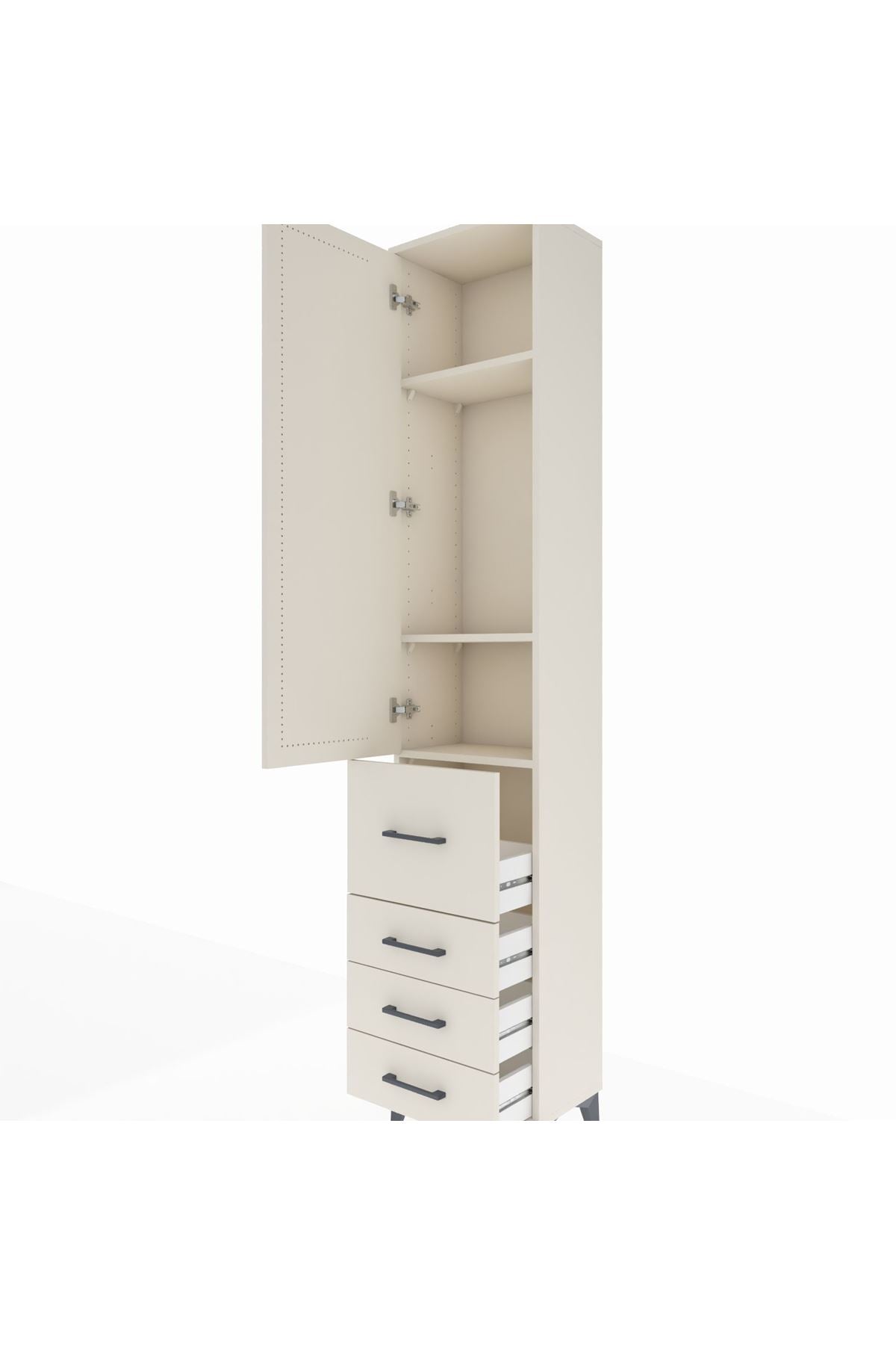 Arges Dolap 3 Raflı 4 Çekmeceli Tek Kapaklı 44x30x221 Aytaşı-Aytaşı