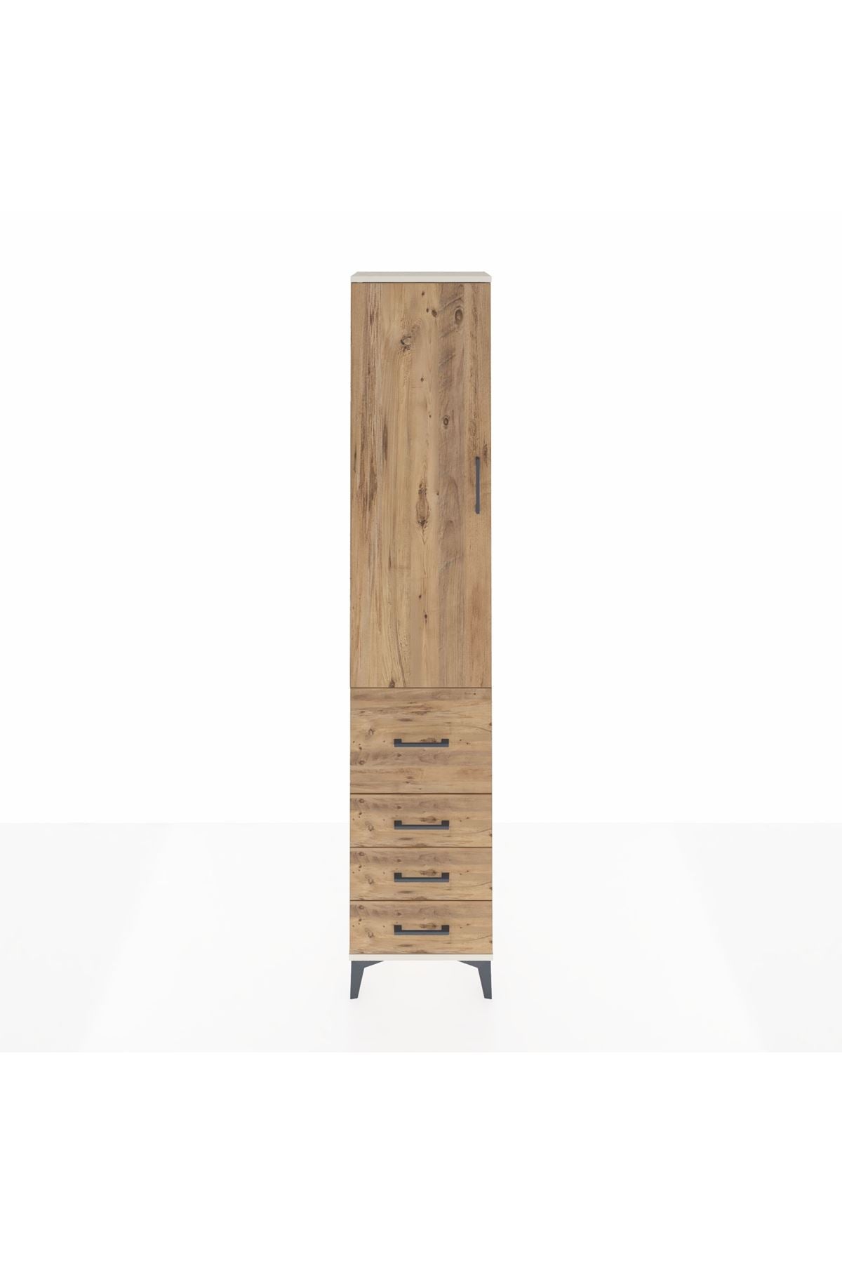 Arges Dolap 3 Raflı 4 Çekmeceli Tek Kapaklı 44x30x221 Aytaşı-Çam