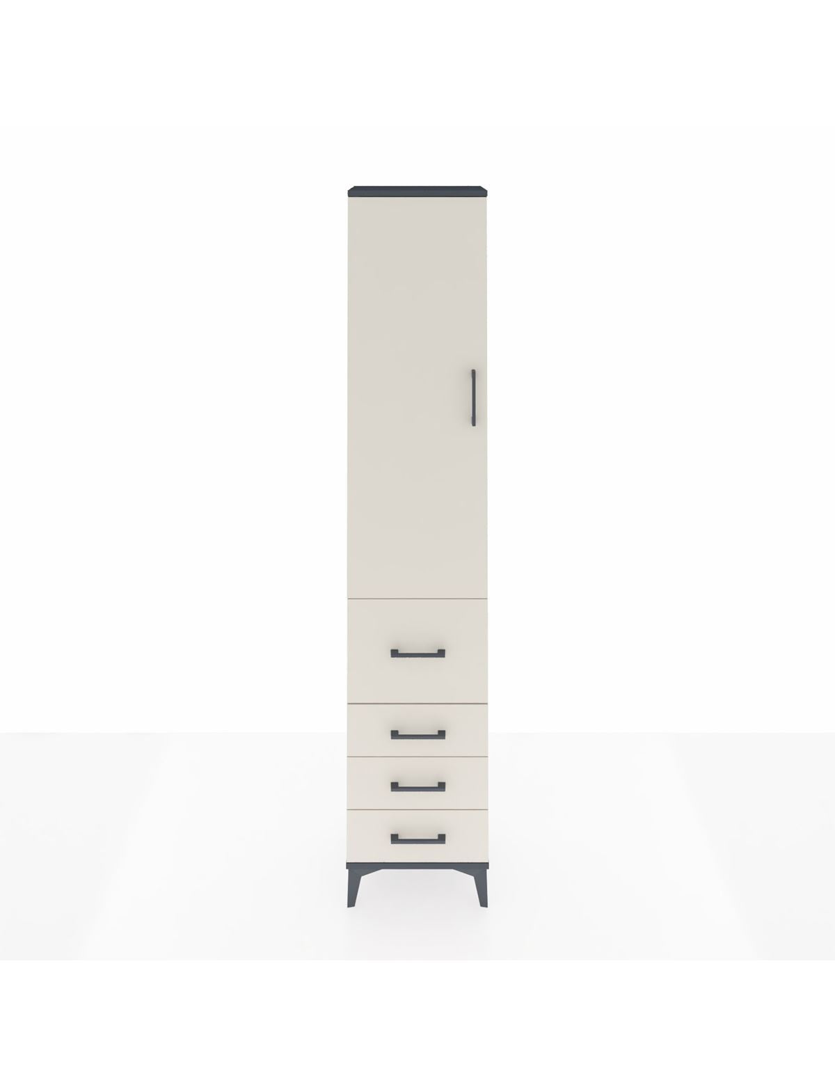 Arges Dolap 3 Raflı 4 Çekmeceli Tek Kapaklı 44x30x221 Antrasit-Aytaşı