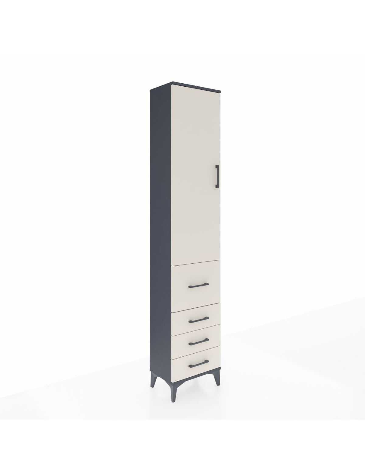 Arges Dolap 3 Raflı 4 Çekmeceli Tek Kapaklı 44x30x221 Antrasit-Aytaşı