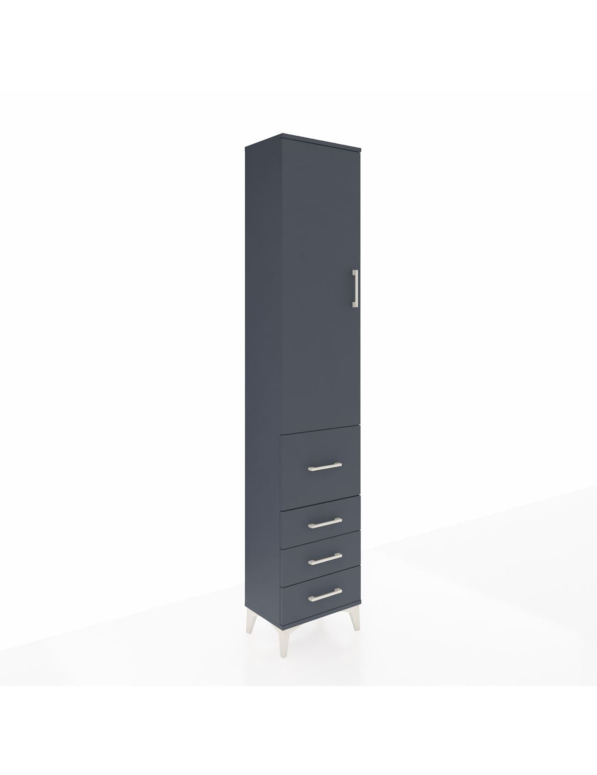 Arges Dolap 3 Raflı 4 Çekmeceli Tek Kapaklı 44x30x221 Antrasit-Antrasit