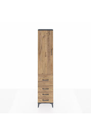 Arges Dolap 3 Raflı 4 Çekmeceli Tek Kapaklı 44x30x221 Antrasit-Çam