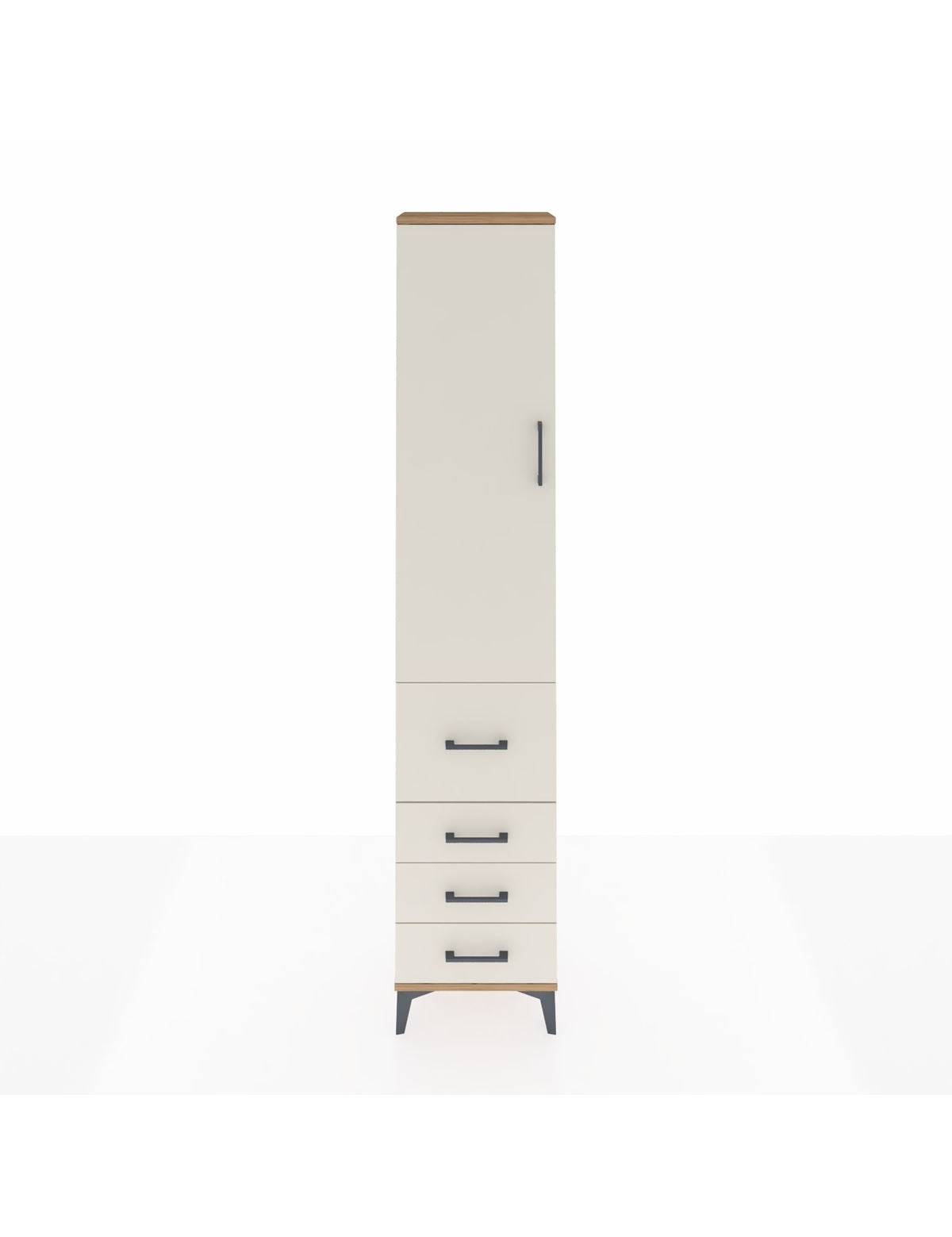 Arges Dolap 3 Raflı 4 Çekmeceli Tek Kapaklı 44x30x221 Çam-Aytaşı