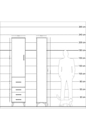 Arges Dolap 3 Raflı 4 Çekmeceli Tek Kapaklı 44x30x221 Çam-Çam