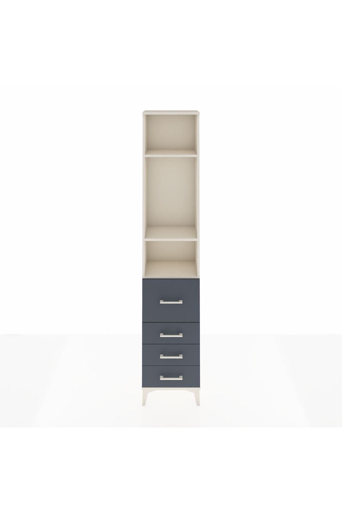 Arges Dolap 3 Raflı 4 Çekmeceli 44x30x221 Aytaşı-Antrasit