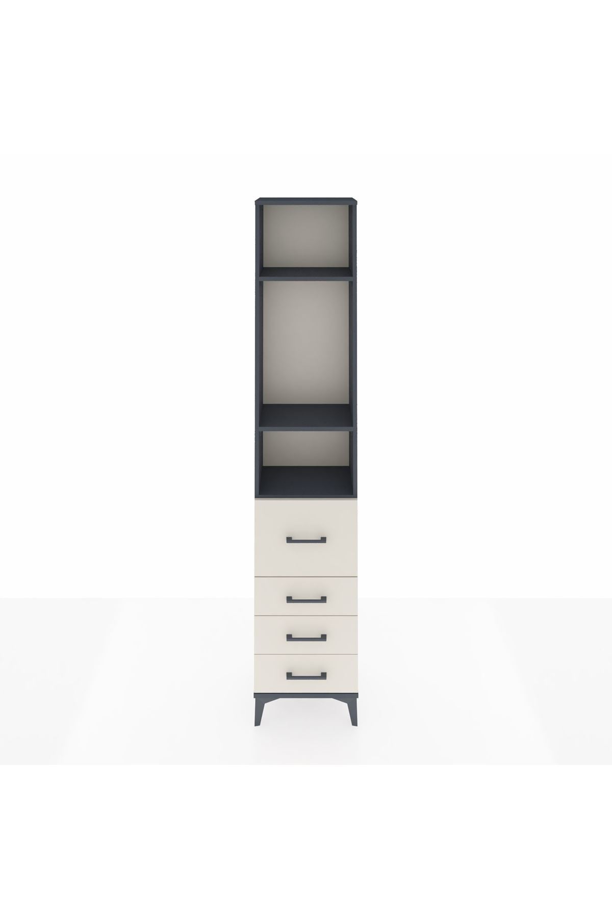 Arges Dolap 3 Raflı 4 Çekmeceli 44x30x221 Antrasit-Aytaşı