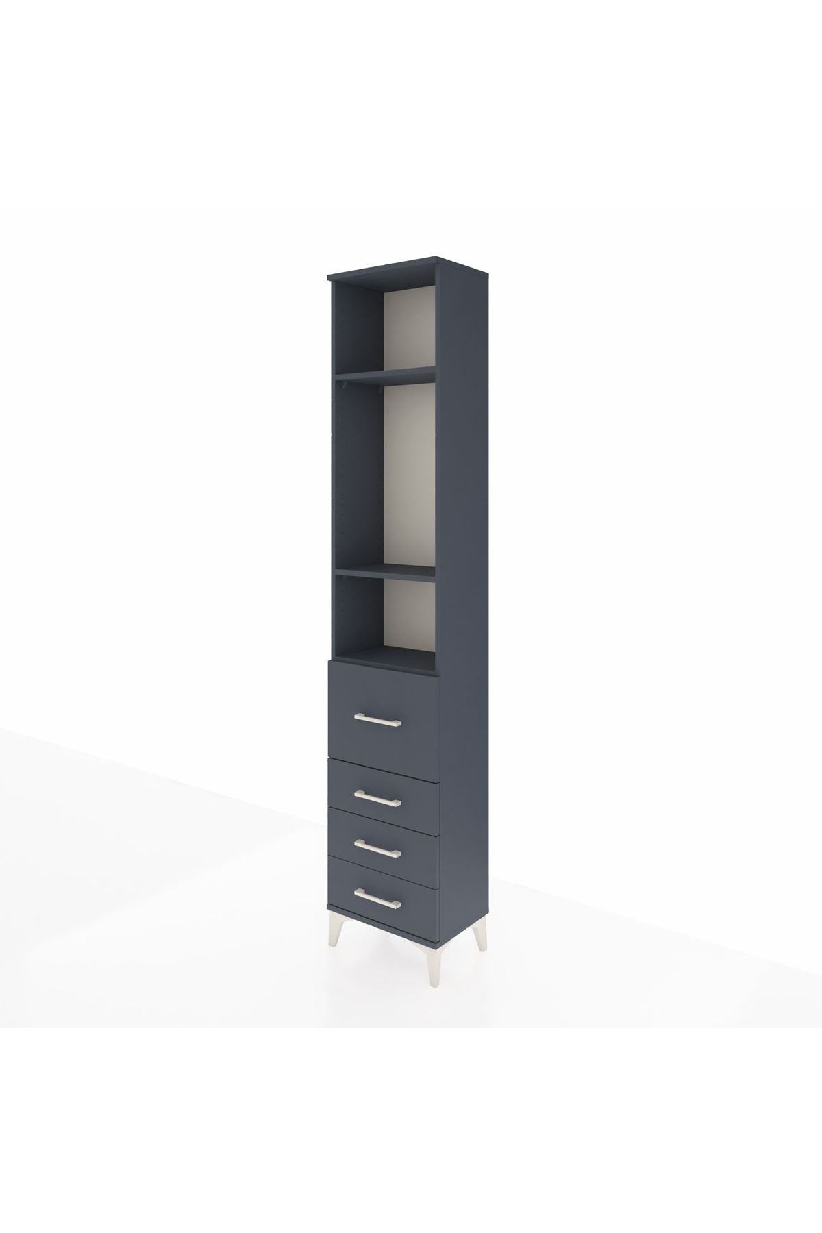 Arges Dolap 3 Raflı 4 Çekmeceli 44x30x221 Antrasit-Antrasit