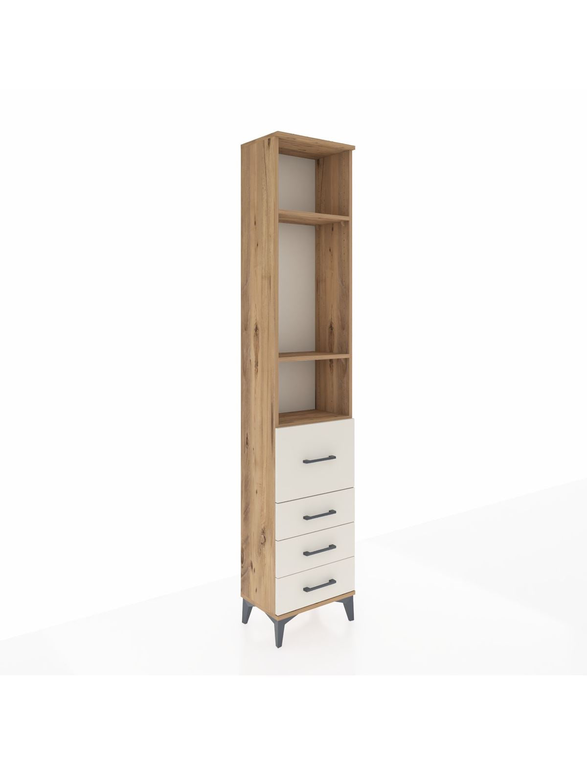 Arges Dolap 3 Raflı 4 Çekmeceli 44x30x221 Çam-Aytaşı