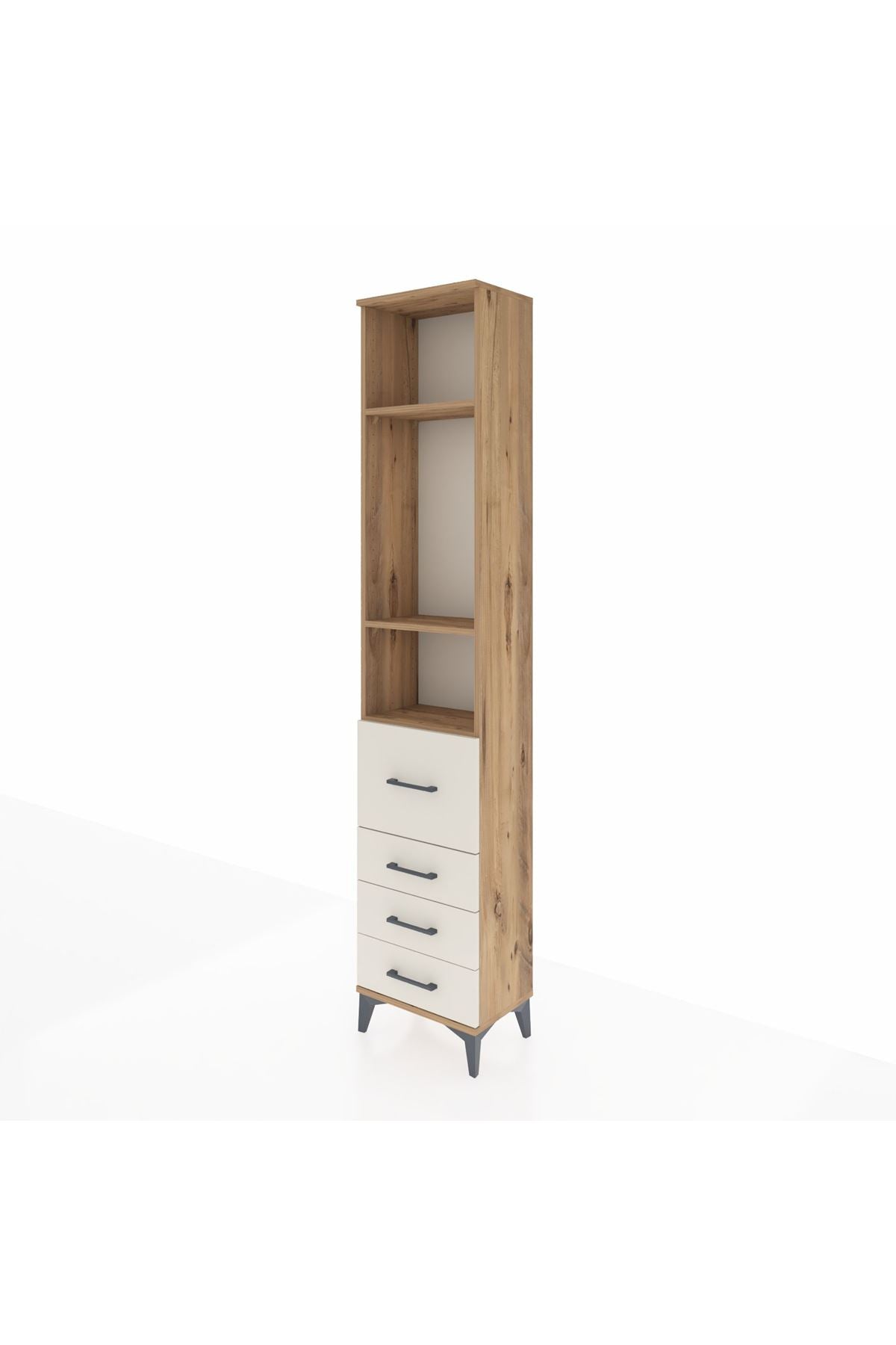 Arges Dolap 3 Raflı 4 Çekmeceli 44x30x221 Çam-Aytaşı