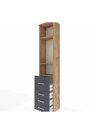 Arges Dolap 3 Raflı 4 Çekmeceli 44x30x221 Çam-Antrasit