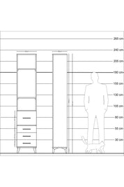 Arges Dolap 3 Raflı 4 Çekmeceli 44x30x221 Çam-Antrasit
