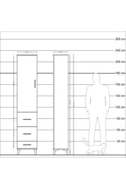 Arges Dolap 2 Raflı 3 Çekmeceli Tek Askılı 44x30x221 Aytaşı-Aytaşı