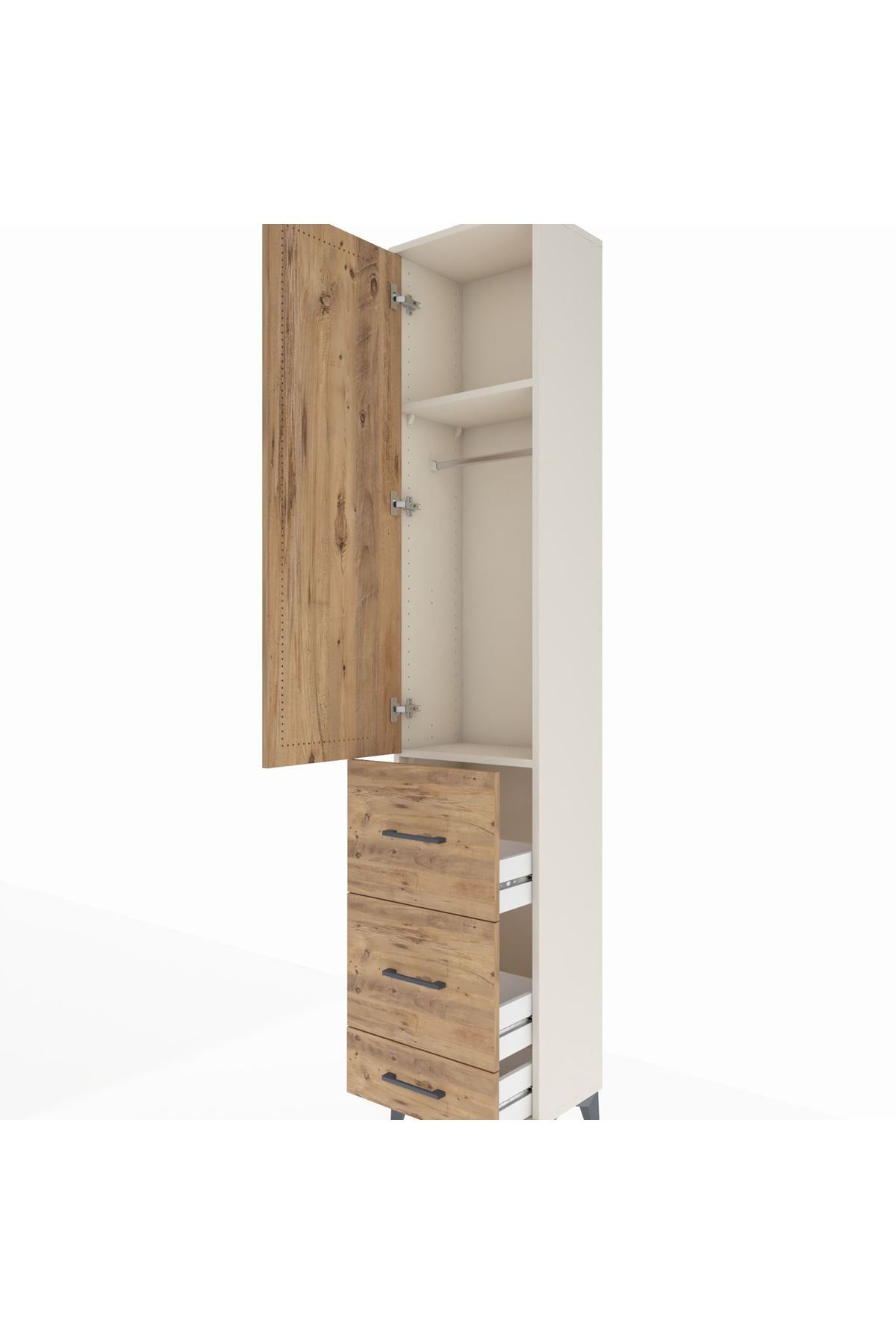 Arges Dolap 2 Raflı 3 Çekmeceli Tek Askılı 44x30x221 Aytaşı-Çam