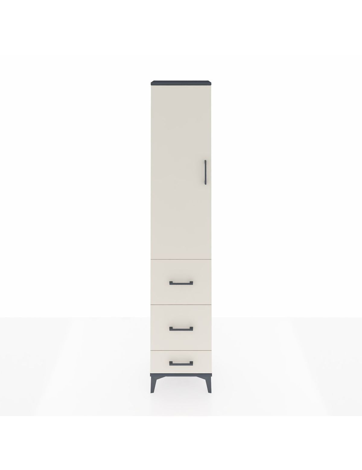 Arges Dolap 2 Raflı 3 Çekmeceli Tek Askılı 44x30x221 Antrasit-Aytaşı