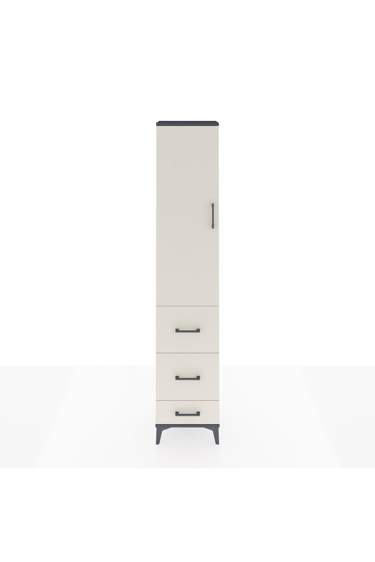 Arges Dolap 2 Raflı 3 Çekmeceli Tek Askılı 44x30x221 Antrasit-Aytaşı