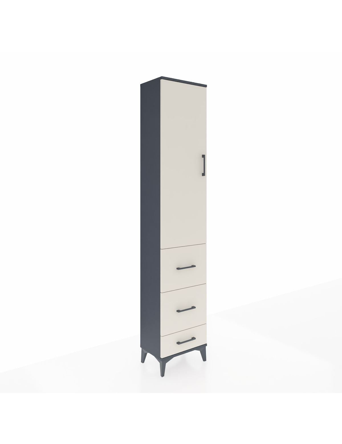 Arges Dolap 2 Raflı 3 Çekmeceli Tek Askılı 44x30x221 Antrasit-Aytaşı