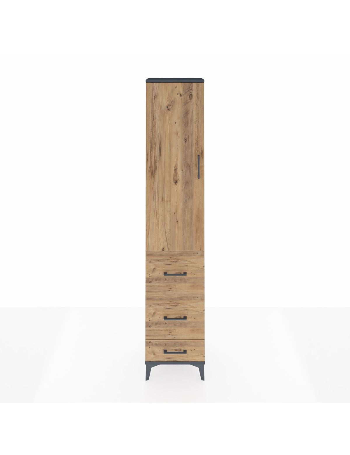 Arges Dolap 2 Raflı 3 Çekmeceli Tek Askılı 44x30x221 Antrasit-Çam