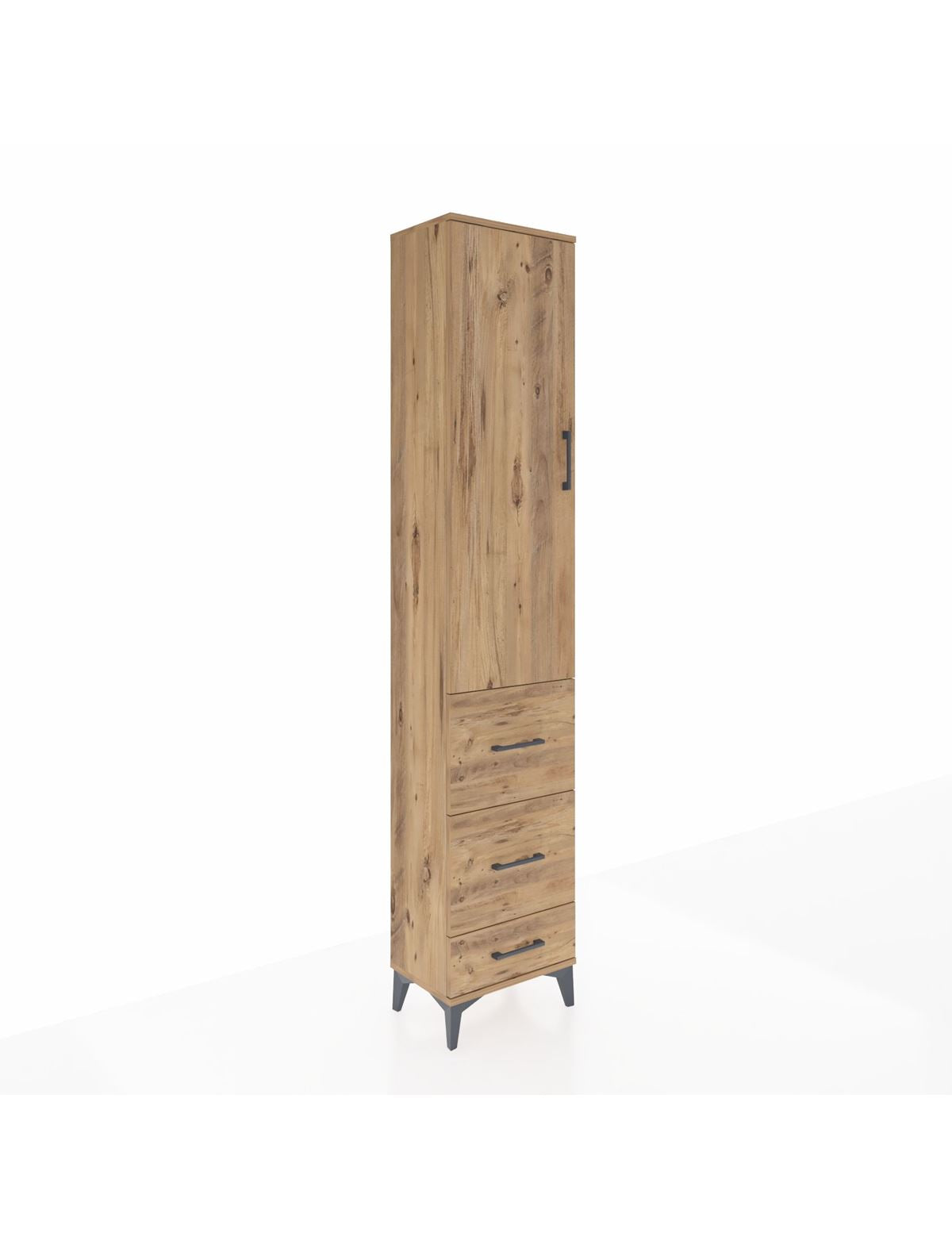 Arges Dolap 2 Raflı 3 Çekmeceli Tek Askılı 44x30x221 Çam-Çam