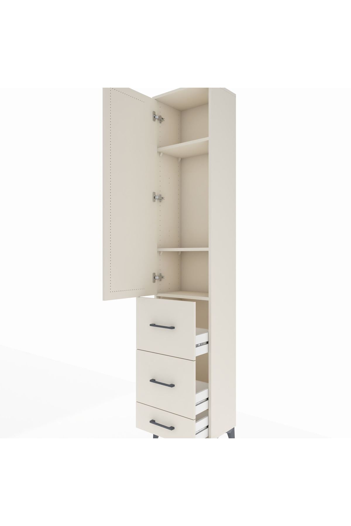 Arges Dolap 3 Raflı 3 Çekmeceli Tek Kapaklı 44x30x221 Aytaşı-Aytaşı