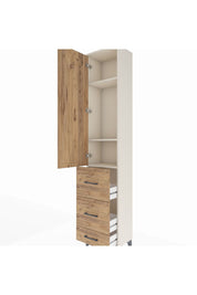 Arges Dolap 3 Raflı 3 Çekmeceli Tek Kapaklı 44x30x221 Aytaşı-Çam