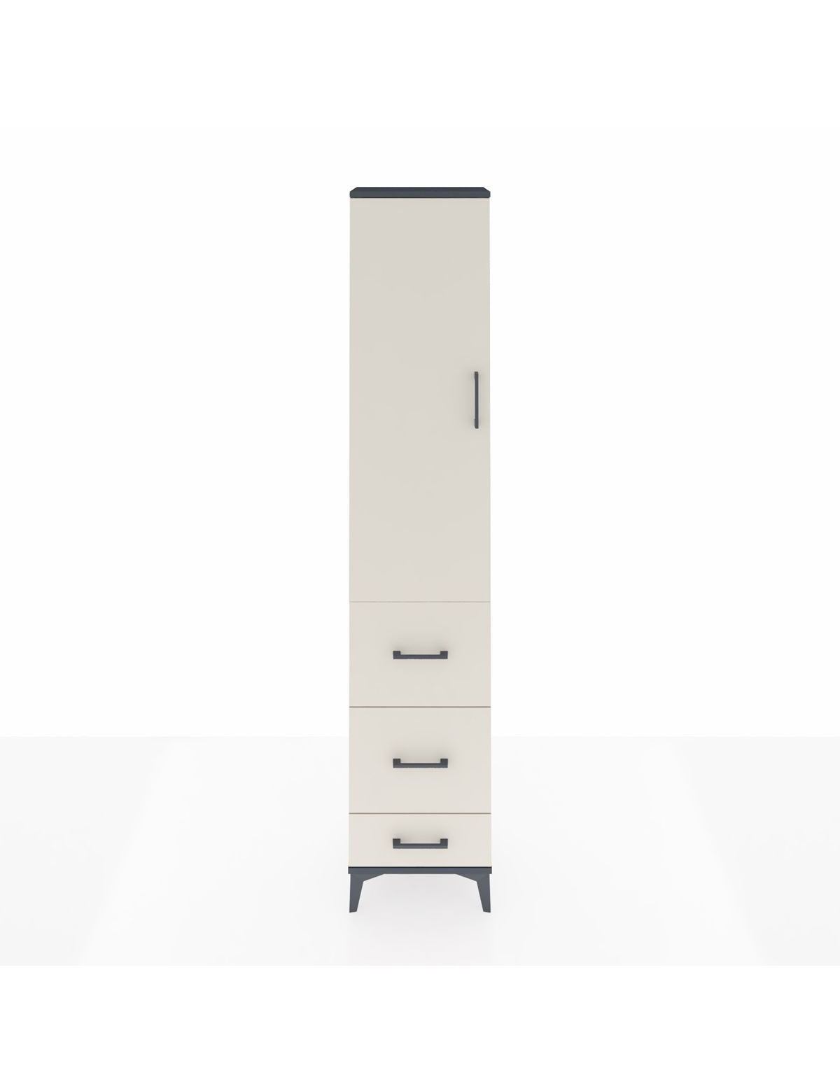 Arges Dolap 3 Raflı 3 Çekmeceli Tek Kapaklı 44x30x221 Antrasit-Aytaşı