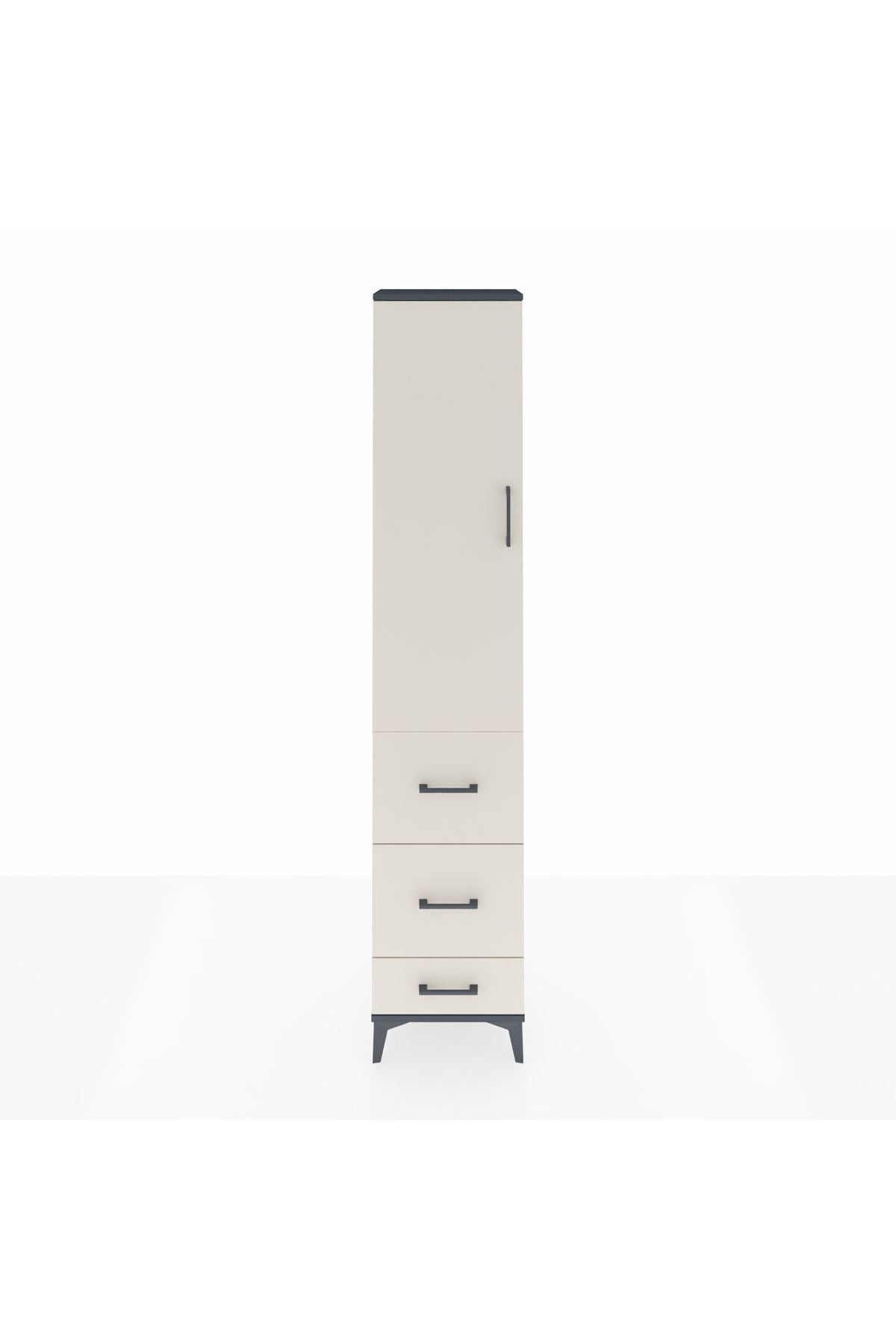 Arges Dolap 3 Raflı 3 Çekmeceli Tek Kapaklı 44x30x221 Antrasit-Aytaşı