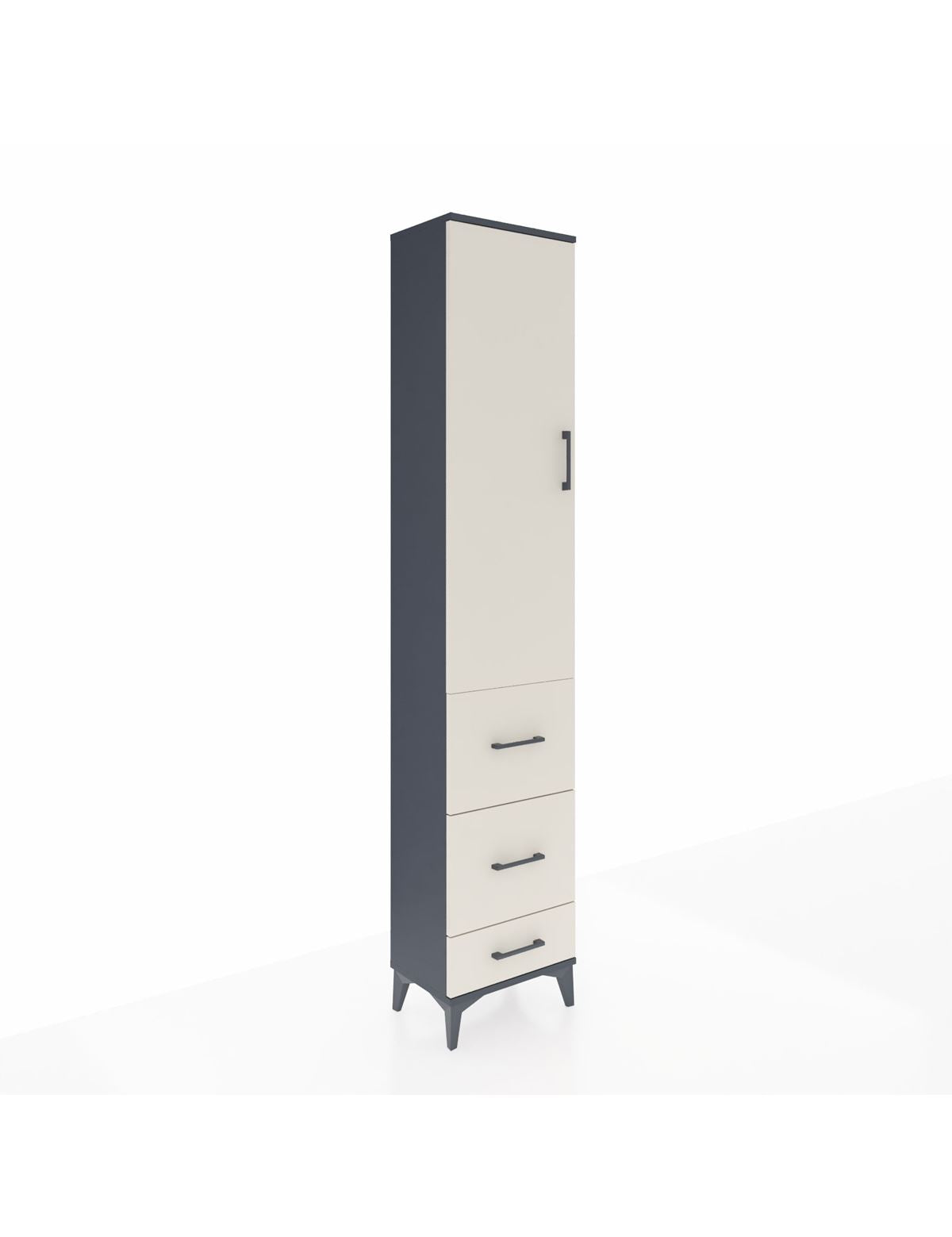 Arges Dolap 3 Raflı 3 Çekmeceli Tek Kapaklı 44x30x221 Antrasit-Aytaşı