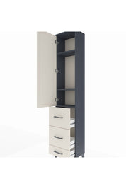 Arges Dolap 3 Raflı 3 Çekmeceli Tek Kapaklı 44x30x221 Antrasit-Aytaşı