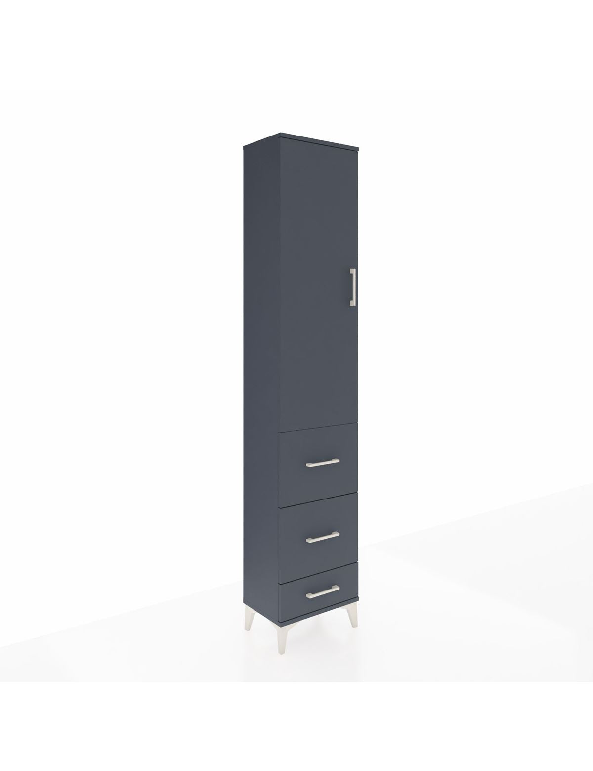 Arges Dolap 3 Raflı 3 Çekmeceli Tek Kapaklı 44x30x221 Antrasit-Antrasit