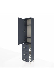 Arges Dolap 3 Raflı 3 Çekmeceli Tek Kapaklı 44x30x221 Antrasit-Antrasit