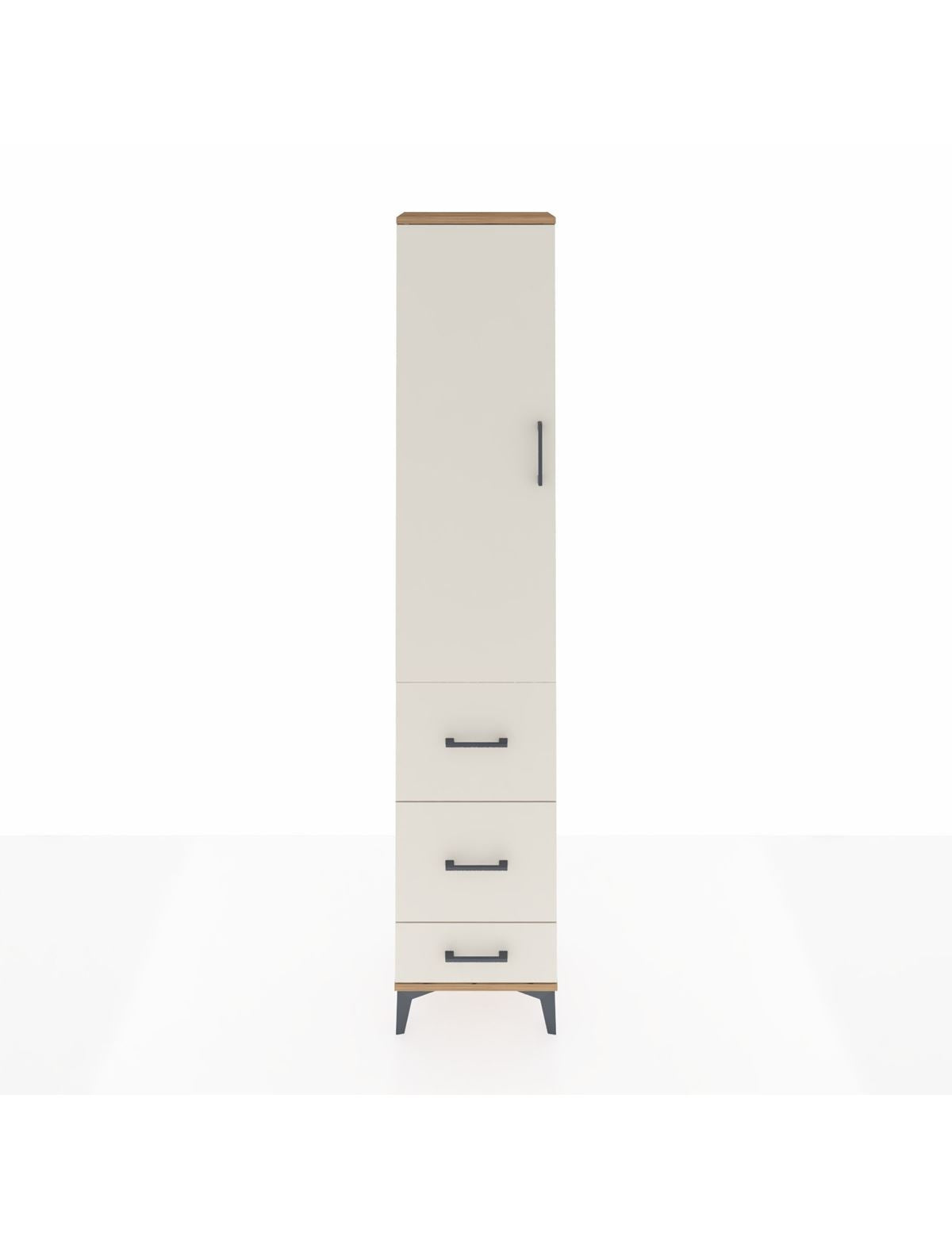 Arges Dolap 3 Raflı 3 Çekmeceli Tek Kapaklı 44x30x221 Çam-Aytaşı