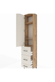 Arges Dolap 3 Raflı 3 Çekmeceli Tek Kapaklı 44x30x221 Çam-Aytaşı