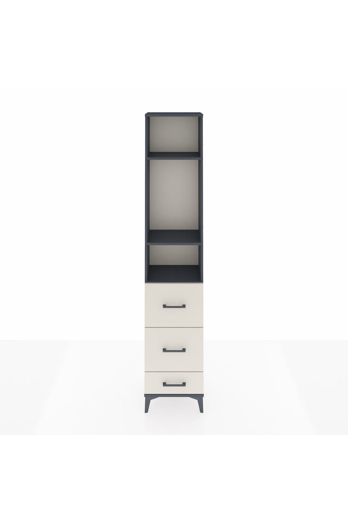 Arges Dolap 3 Raflı 3 Çekmeceli 44x30x221 Antrasit-Aytaşı