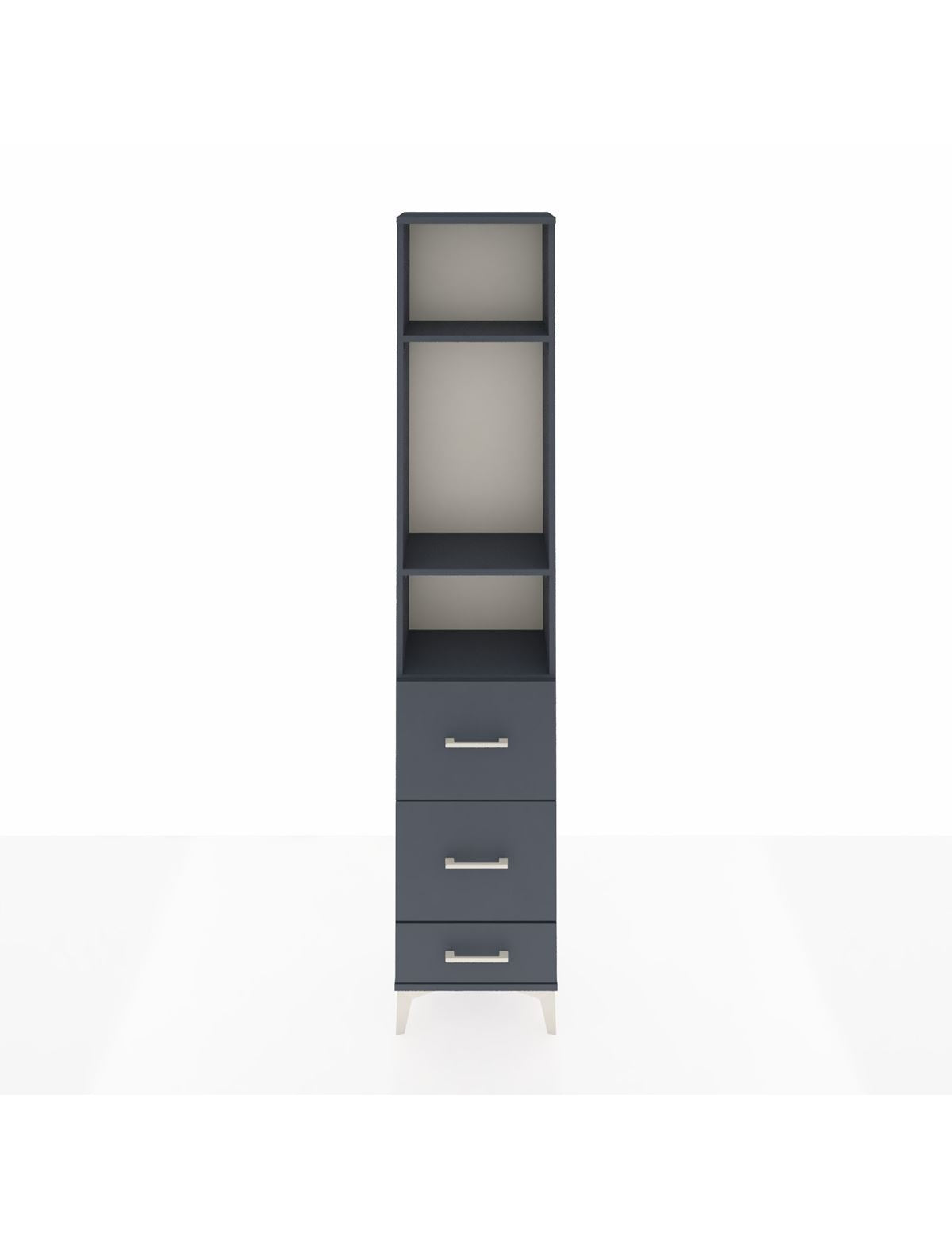 Arges Dolap 3 Raflı 3 Çekmeceli 44x30x221 Antrasit-Antrasit