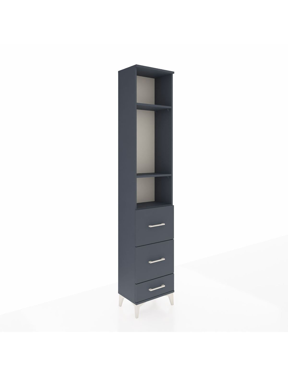 Arges Dolap 3 Raflı 3 Çekmeceli 44x30x221 Antrasit-Antrasit