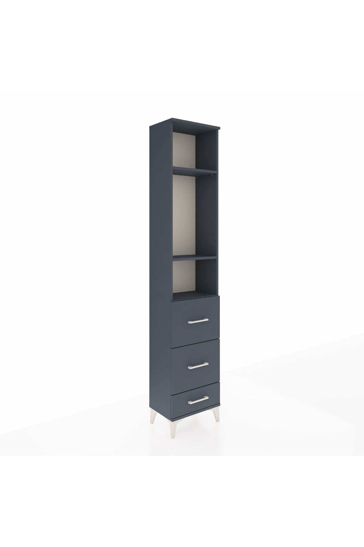 Arges Dolap 3 Raflı 3 Çekmeceli 44x30x221 Antrasit-Antrasit