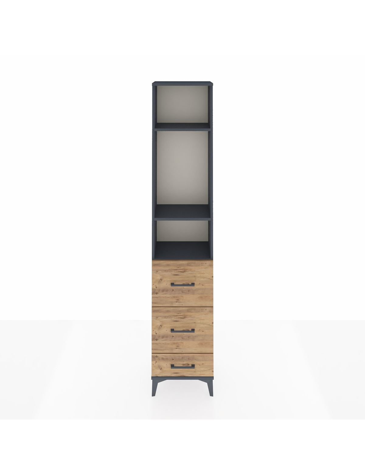 Arges Dolap 3 Raflı 3 Çekmeceli 44x30x221 Antrasit-Çam