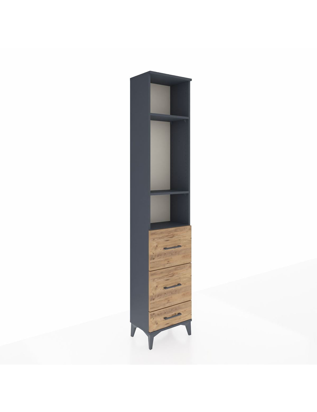 Arges Dolap 3 Raflı 3 Çekmeceli 44x30x221 Antrasit-Çam