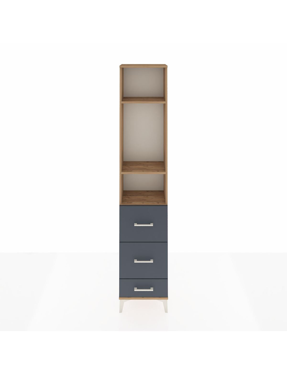 Arges Dolap 3 Raflı 3 Çekmeceli 44x30x221 Çam-Antrasit