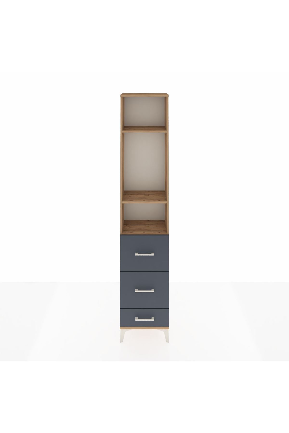 Arges Dolap 3 Raflı 3 Çekmeceli 44x30x221 Çam-Antrasit