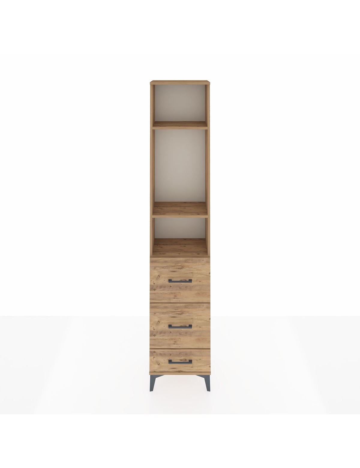 Arges Dolap 3 Raflı 3 Çekmeceli 44x30x221 Çam-Çam