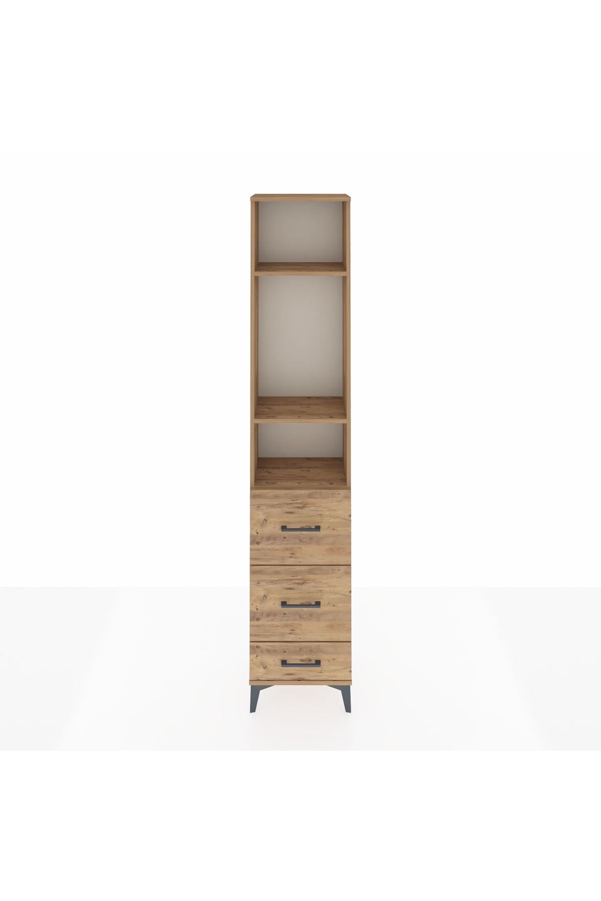 Arges Dolap 3 Raflı 3 Çekmeceli 44x30x221 Çam-Çam