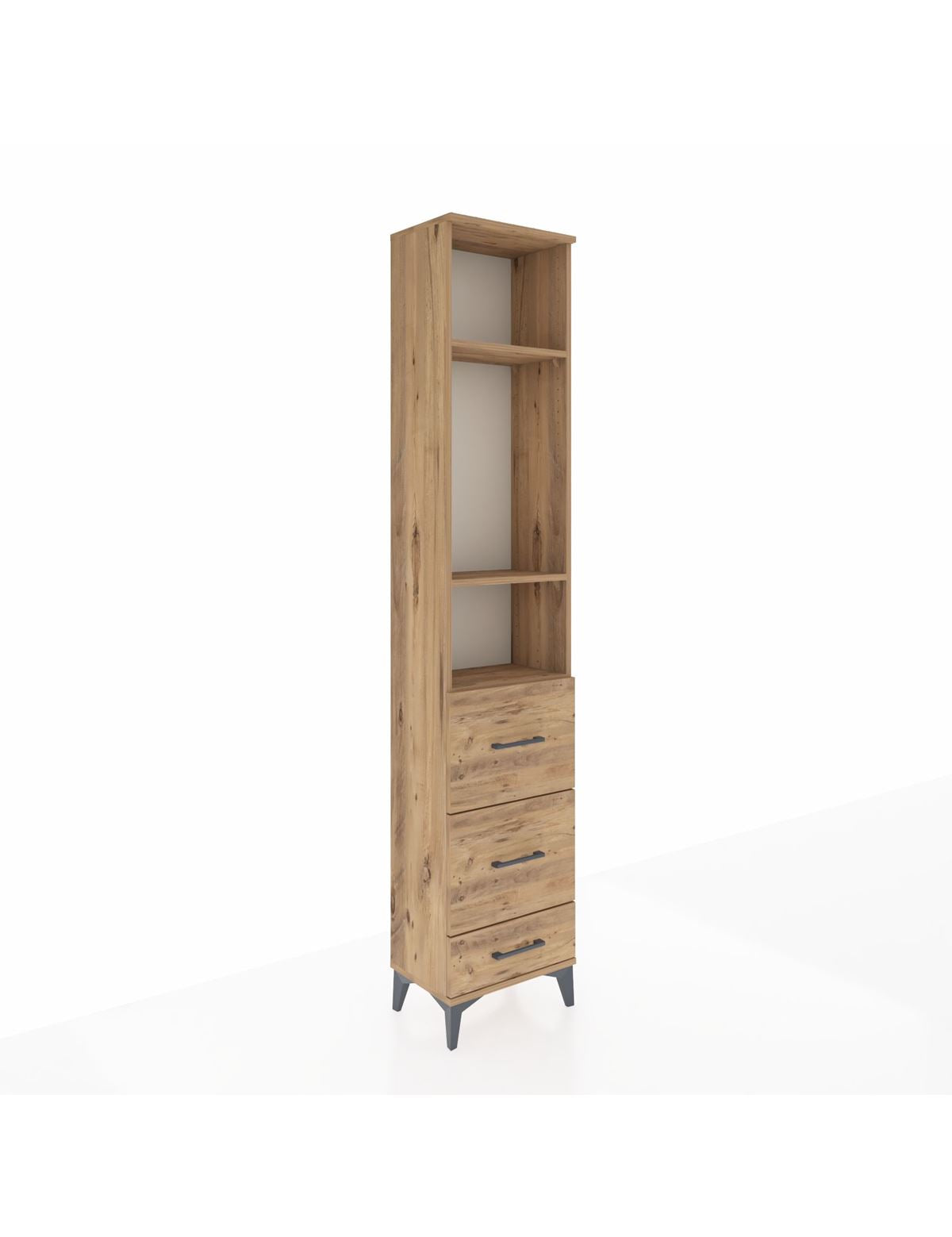 Arges Dolap 3 Raflı 3 Çekmeceli 44x30x221 Çam-Çam