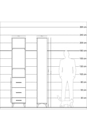 Arges Dolap 3 Raflı 3 Çekmeceli 44x30x221 Çam-Çam