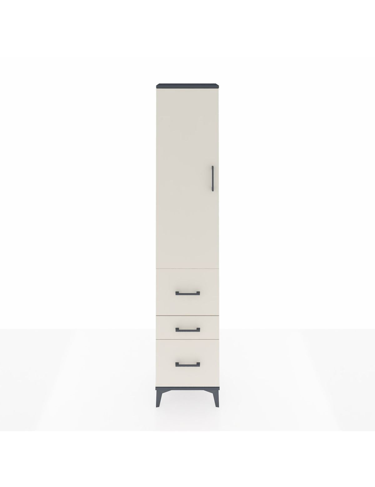 Arges Dolap 2 Raflı 3 Çekmeceli Tek Askılı 44x30x221 Antrasit-Aytaşı