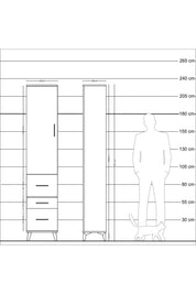 Arges Dolap 2 Raflı 3 Çekmeceli Tek Askılı 44x30x221 Antrasit-Aytaşı