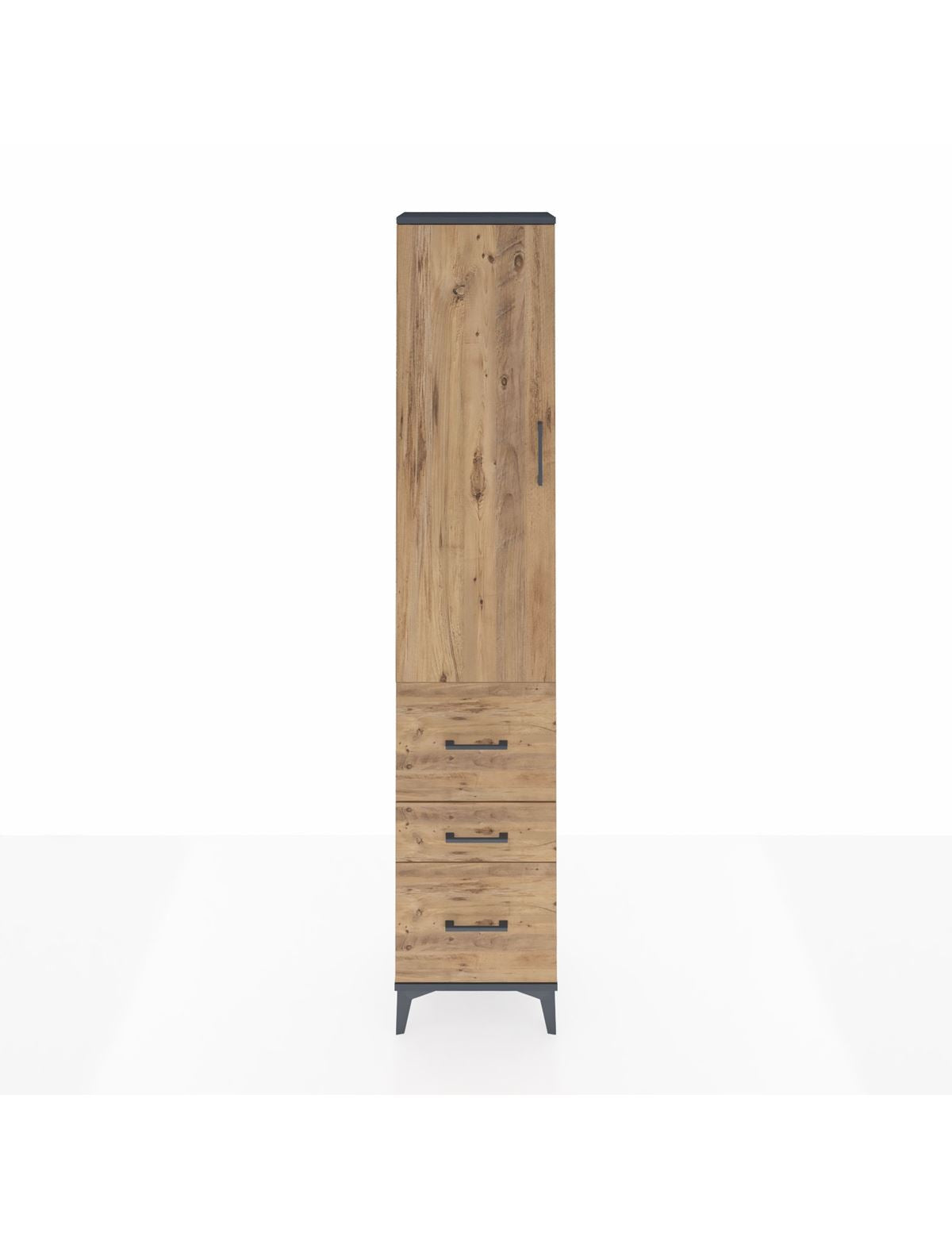 Arges Dolap 2 Raflı 3 Çekmeceli Tek Askılı 44x30x221 Antrasit-Çam