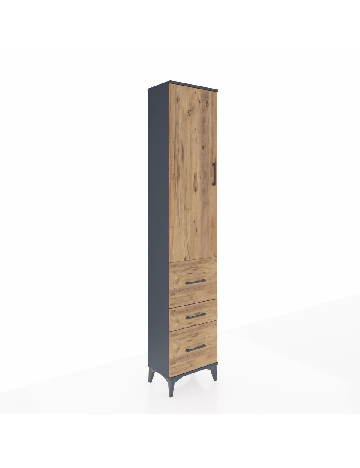 Arges Dolap 2 Raflı 3 Çekmeceli Tek Askılı 44x30x221 Antrasit-Çam